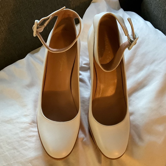 Robert Clergerie new white leather Ferdie platform wedge anklestrap pump 38.5 8 - Picture 3 of 12